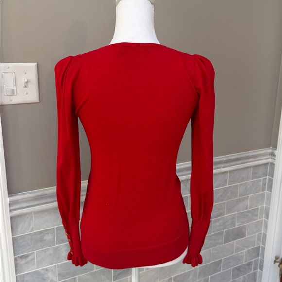Lauren Ralph Lauren Vibrant Red V-Neck Sweater - Picture 4 of 6